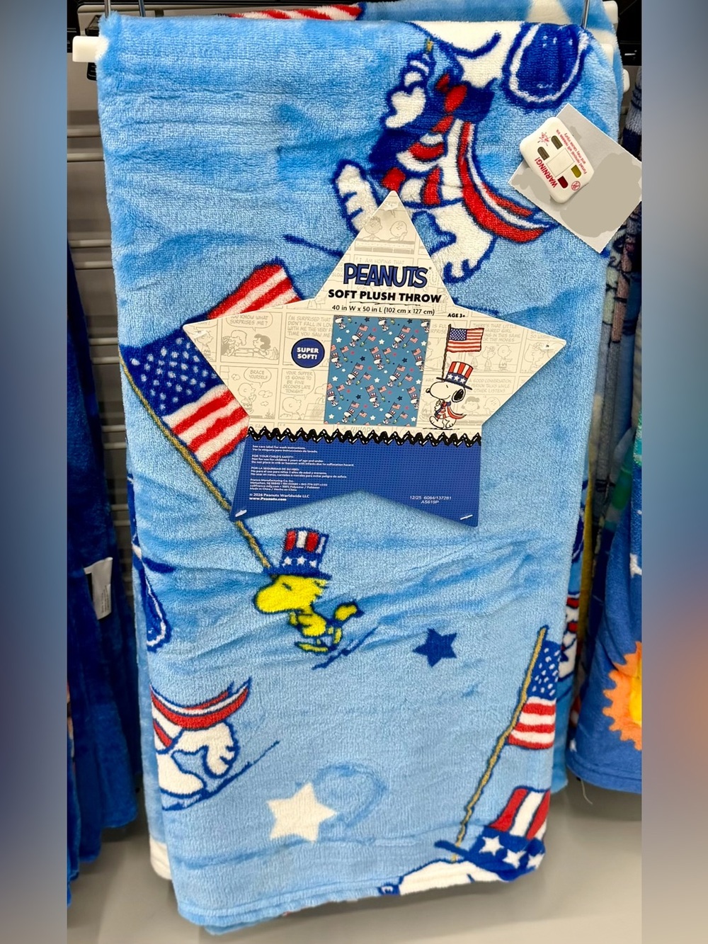 snoopy peanuts 4th of july plush blanket throw